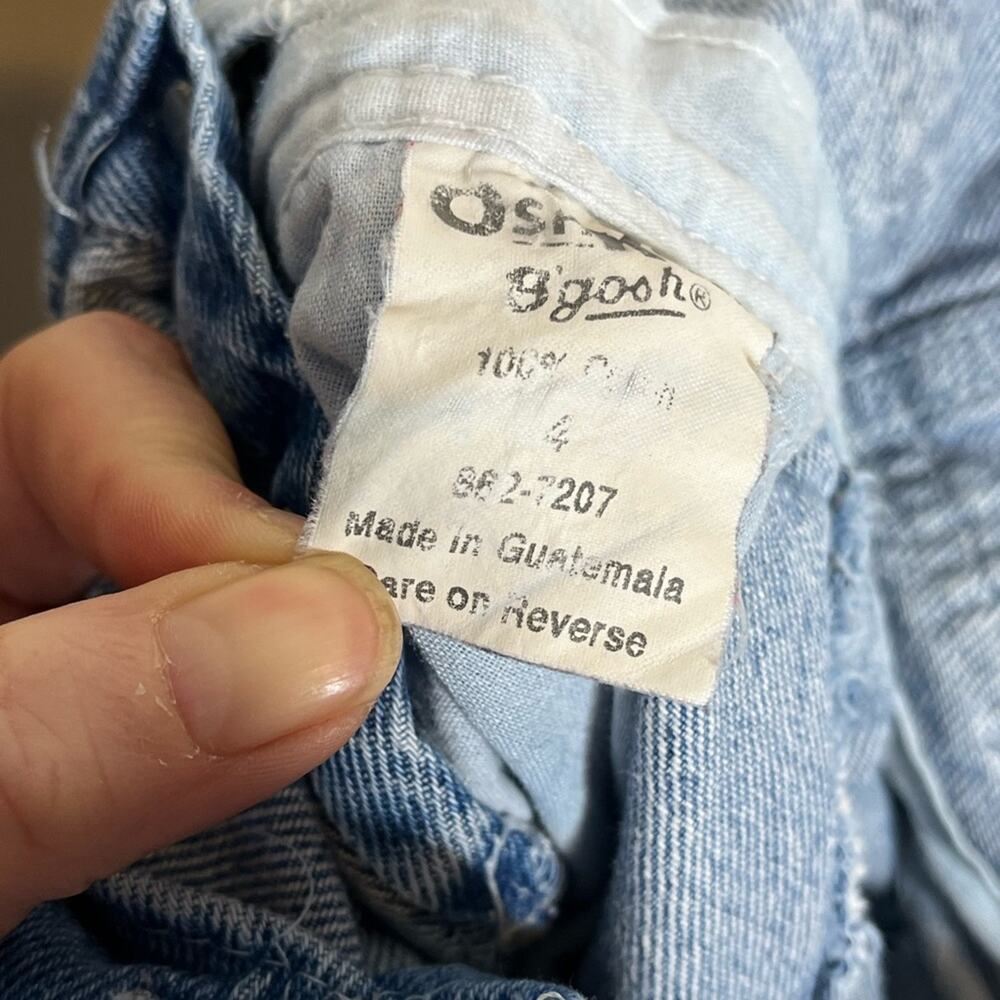 OSHKOSH B'GOSH Denim Overalls Kids Size 4 Classic Blue Vintage Style - Picture 5 of 5